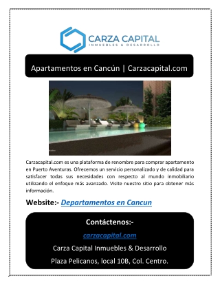 Apartamentos en Cancún | Carzacapital.com