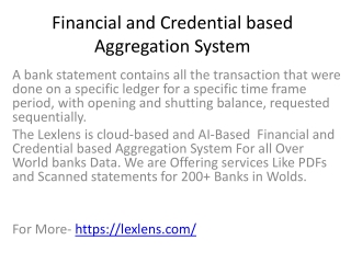 Financial and Credential based Aggregation System