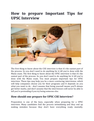How to prepare Important Tips for UPSC Interview
