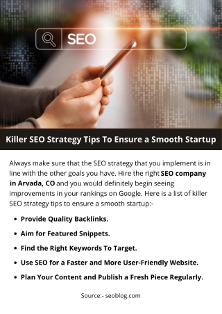 Killer SEO Strategy Tips To Ensure a Smooth Startup