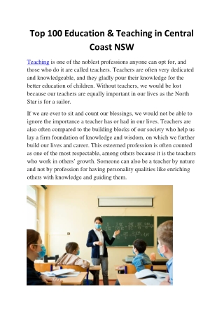 Top 100 Education & Teaching in Central Coast NSW