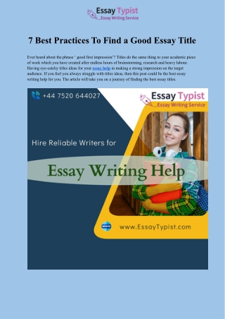 7 Best Practices To Find a Good Essay Title