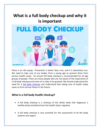 What is a full body checkup and why it is important