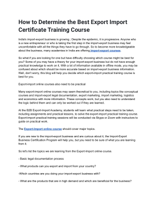 How to Determine the Best Export Import Certificate Training Course?