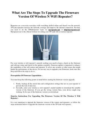 What Are The Steps To Upgrade The Firmware Version Of Wireless N WiFi Repeater