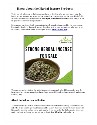 Know about the Herbal Incense Products