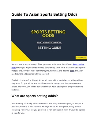 Guide To Asian Sports Betting Odds