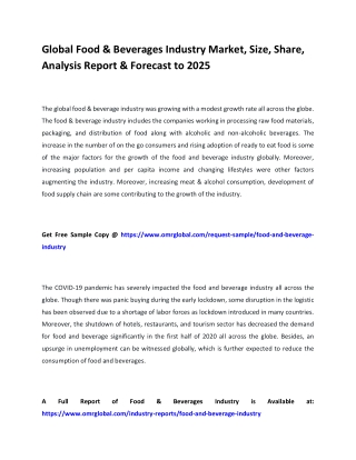 Global Food & Beverages Industry Market