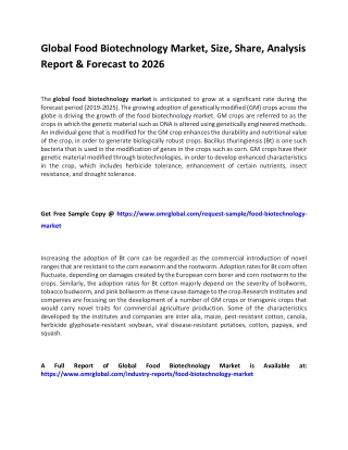 Global Food Biotechnology Market