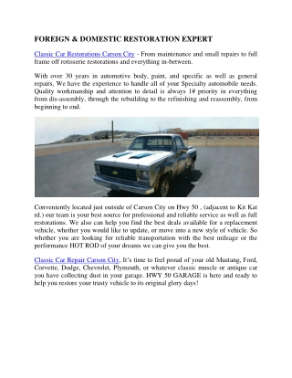 Classic Car Repair Carson City