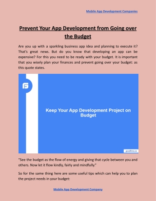 Prevent Your App Development from Going over the Budget