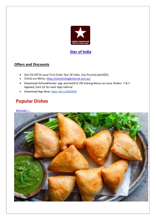 5% off - Star of India Glenbrook Menu, NSW