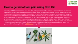 How to get rid of foot pain using CBD Oil