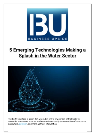 5 Emerging Technologies Making a Splash in the Water Sector