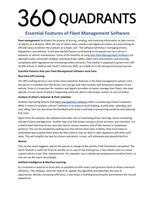 Essential Features of Fleet Management Software