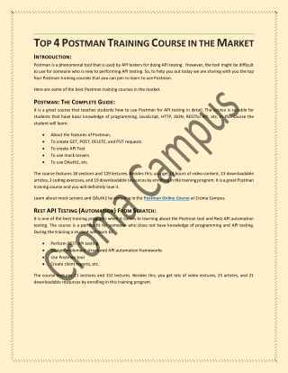 Top 4 Postman Training Course in the Market