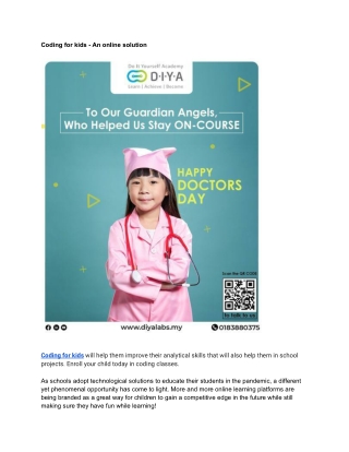 Coding for kids - An online solution