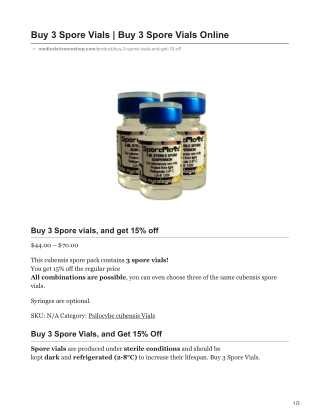 3 Spore Vials and Get 15% Off