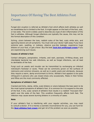 Importance Of Having The Best Athletes Foot Cream