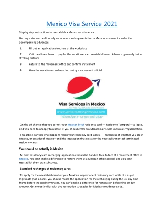 Mexico Visa Service 2021