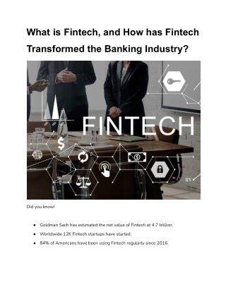 What is Fintech, and How has Fintech Transformed the Banking Industry_
