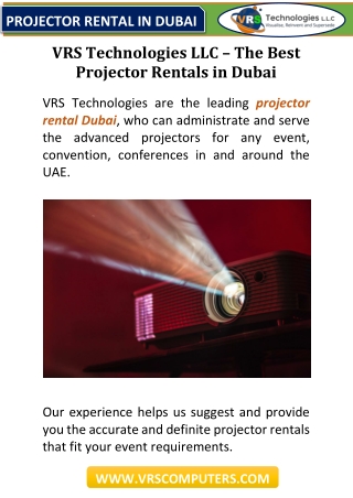 VRS Technologies LLC – The Best Projector Rentals in Dubai