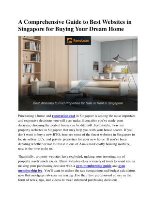 Best renovation loan in Singapore for Buying Your Dream Home