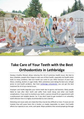 Take Care of Your Teeth with the Best Orthodontists in Lethbridge