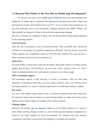 11 Reasons Why Flutter is the New Hue in Mobile App Development