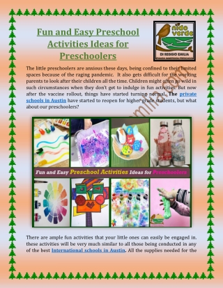 Fun and Easy Preschool Activities Ideas for Preschoolers