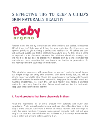 5 EFFECTIVE TIPS TO KEEP A CHILD’S SKIN NATURALLY HEALTHY