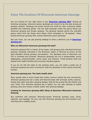 Enjoy The Goodness Of Wisconsin American Ginsengs