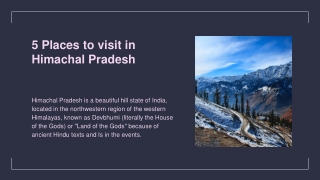 5 Places to visit in Himachal Pradesh