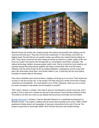 Bharathi Elements- Providing a Comfortable Living