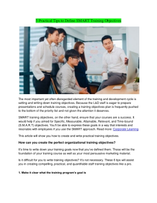 5 Practical Tips to Define SMART Training Objectives