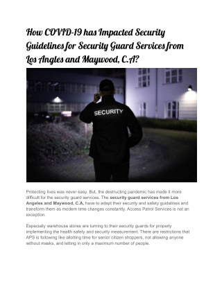 How COVID-19 has Impacted Security Guidelines for Security Guard Services from Los Angles and Maywood, C