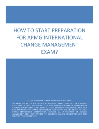 How to Start Preparation for APMG International Change Management Exam?