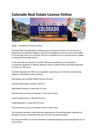 Colorado Real Estate License Online