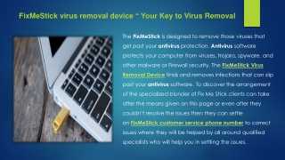 FixMeStick Customer Service Phone Number  1-888-935-2467