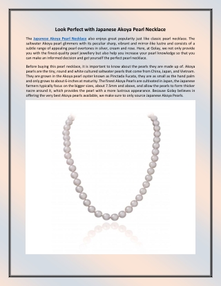 Look Perfect with Japanese Akoya Pearl Necklace