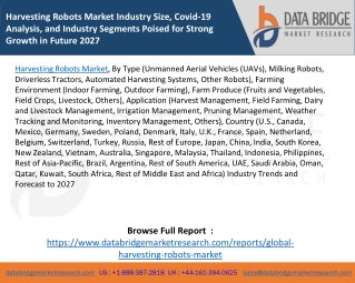 Harvesting Robots Market Industry Size, Covid-19 Analysis, and Industry Segments Poised for Strong Growth in Future 2027