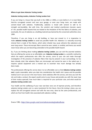 Where to get done Asbestos Testing London?