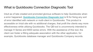 What is Quickbooks Connection Diagnostic Tool