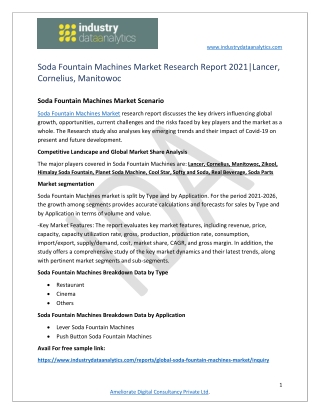 soda fountan machine Market  Research Report 2021
