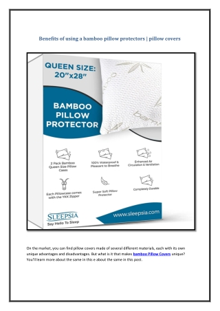 Benefits of using a bamboo pillow protectors | pillow covers