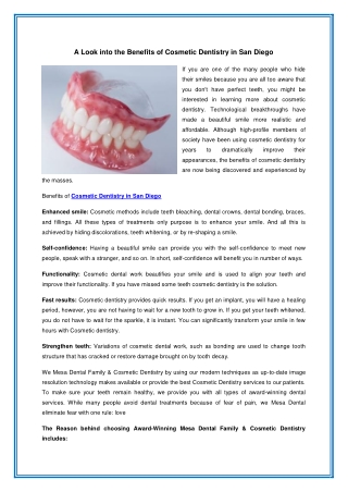 A Look into the Benefits of Cosmetic Dentistry in San Diego