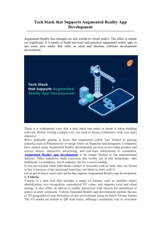 Tech Stack that Supports Augmented Reality App Development