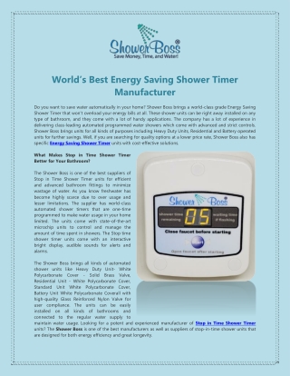World’s Best Energy Saving Shower Timer Manufacturer