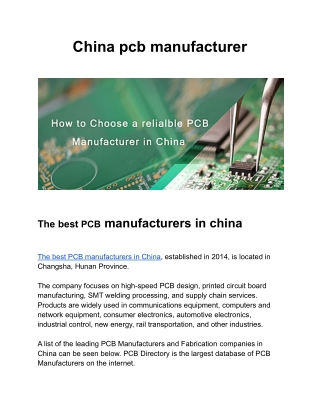 China pcb manufacturer