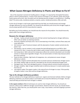 What Causes Nitrogen Deficiency in Plants and Ways to Fix It